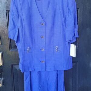Elegant Blue Women's Two-Piece Skirt Set